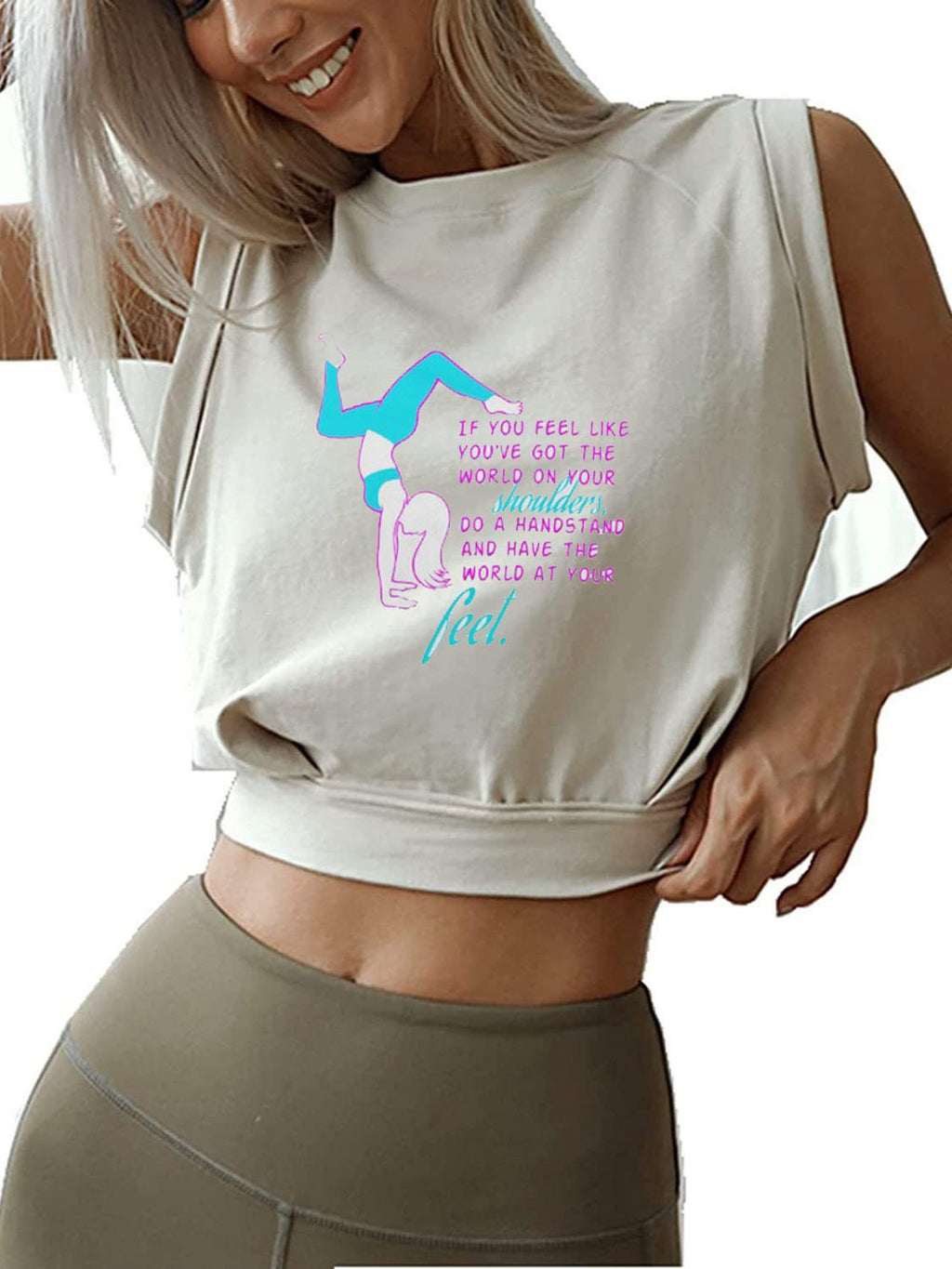 HAND STAND  SLEEVELESS CROP TOPS