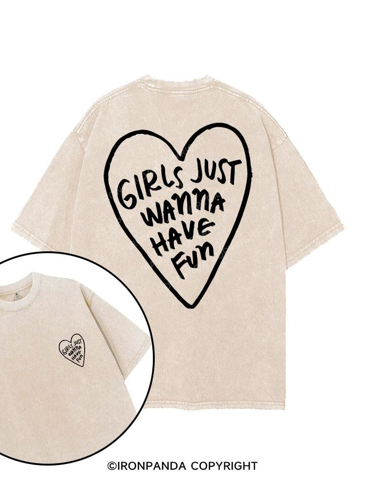 GIRLS JUST WANNA HAVE FUN printed Gym Shirt