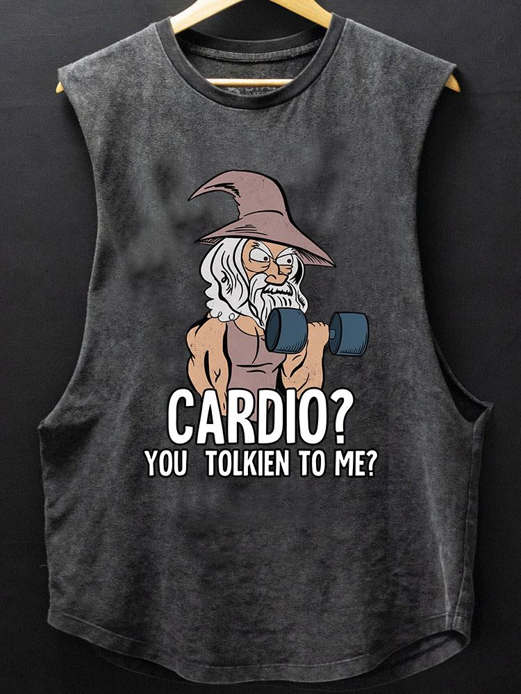 CARDIO YOU TOLKIEN TO ME SCOOP BOTTOM COTTON TANK