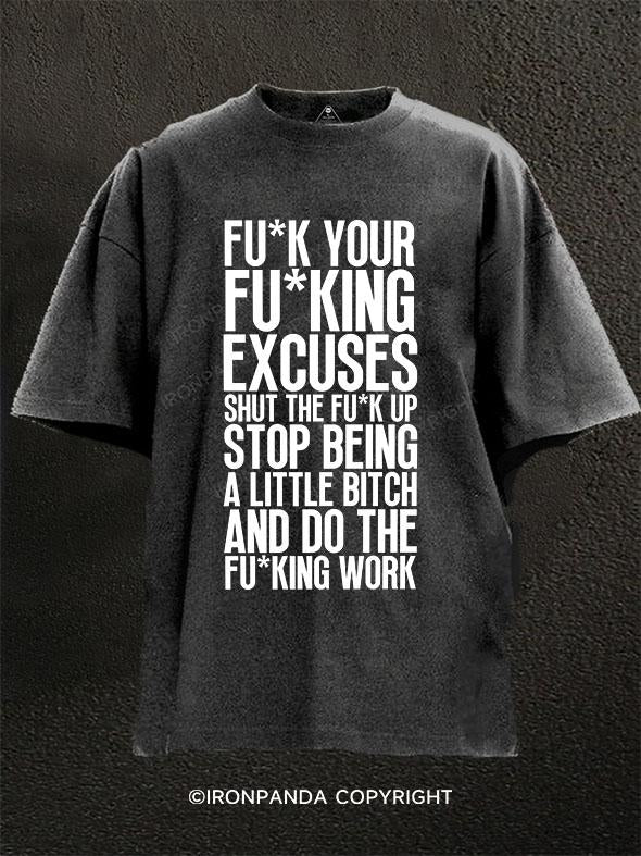 No Excuses Do The Work Washed Gym Shirt