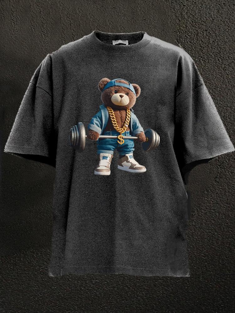 weightlifting toy bear Washed Gym Shirt