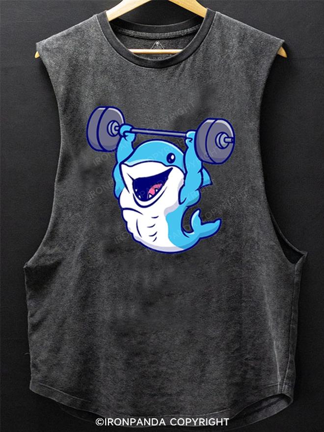 Cute Shark Lifting Barbell SCOOP BOTTOM COTTON TANK