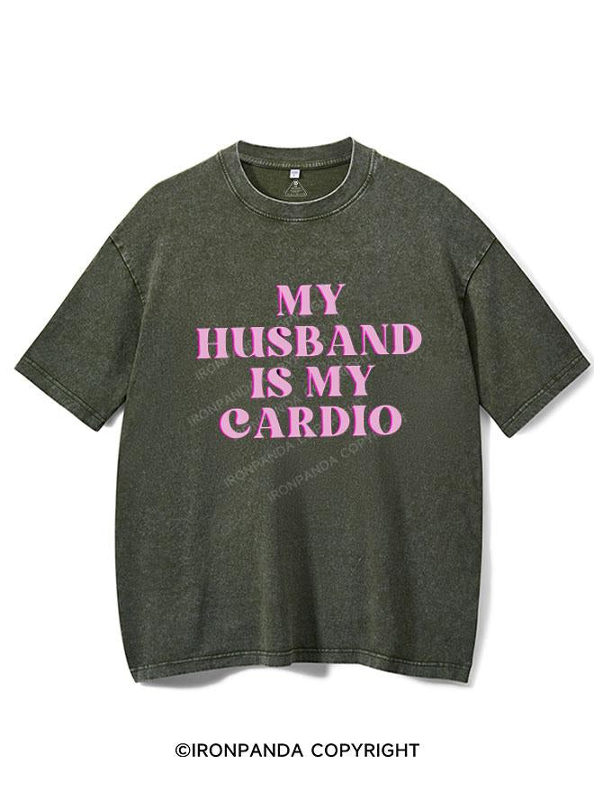 PINK MY HUSBAND IS MY CARDIO  VINTAGE GYM SHIRT