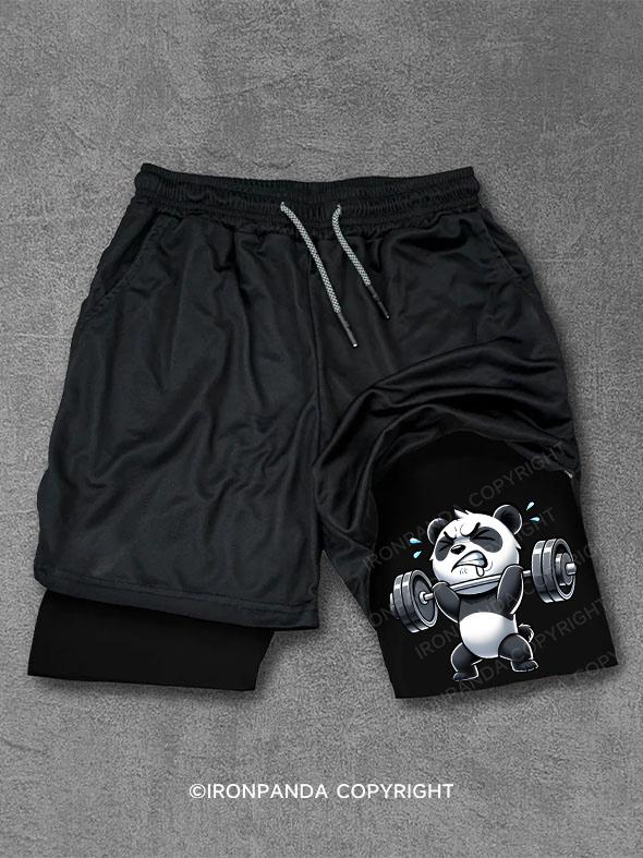 Struggling Panda Weightlifter Performance Training Shorts