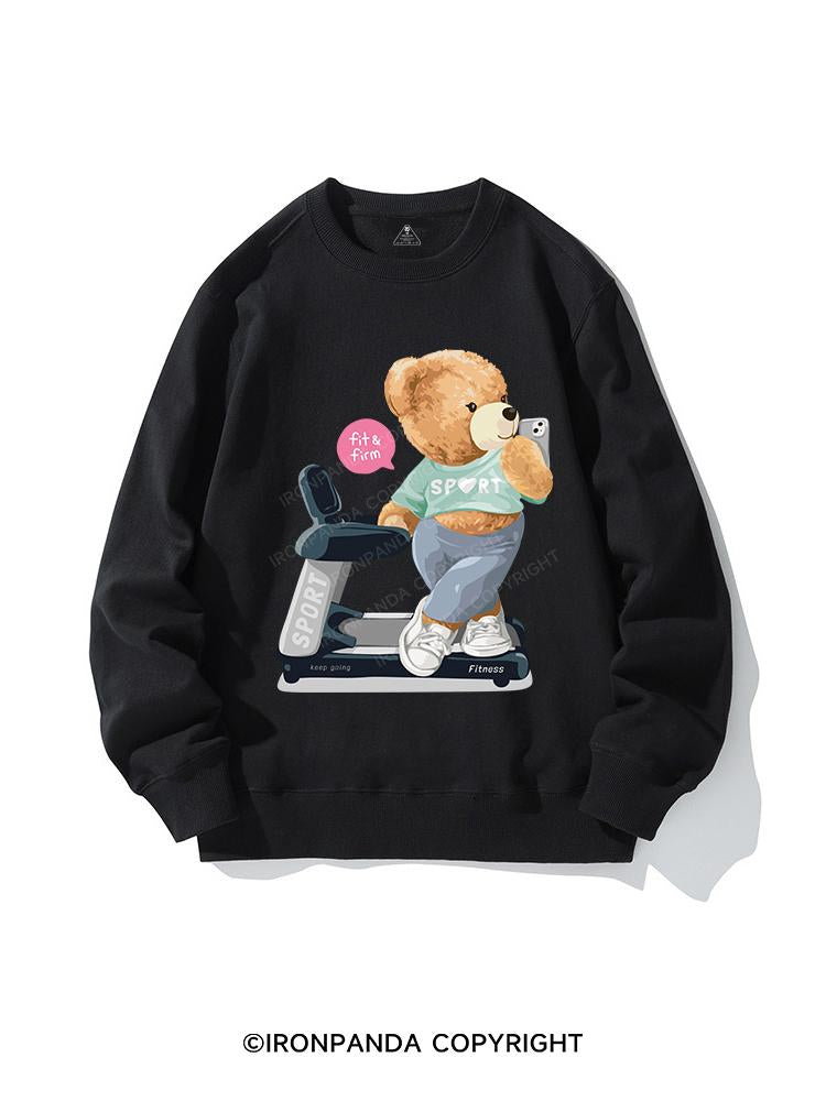 bear doll selfie on treadmill CREWNECK Sweatshirt