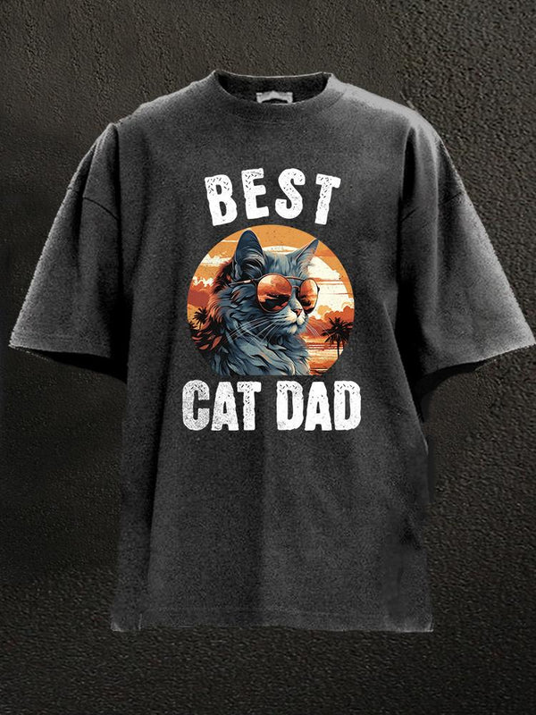 best cat dad Washed Gym Shirt