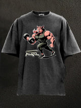 bodybuilder wild boar Washed Gym Shirt