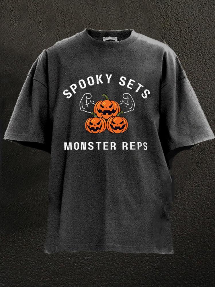 Spooky sets monster reps Washed Gym Shirt