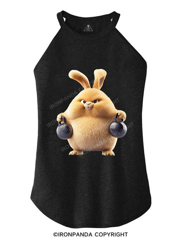 FURRY FITNESS FAN WITH A KETTLEBELL TRI ROCKER COTTON TANK
