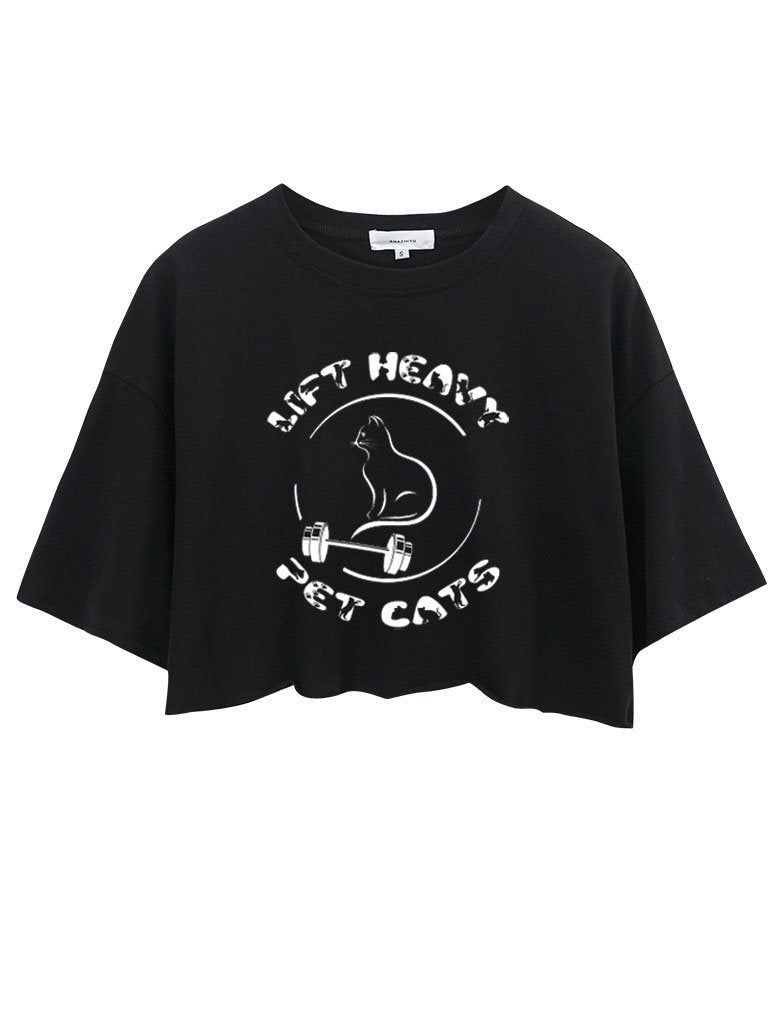 LIFT HEAVY PET CATS CROP TOPS