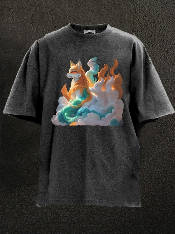 Nine-tail fox in Chinese myth Washed Gym Shirt