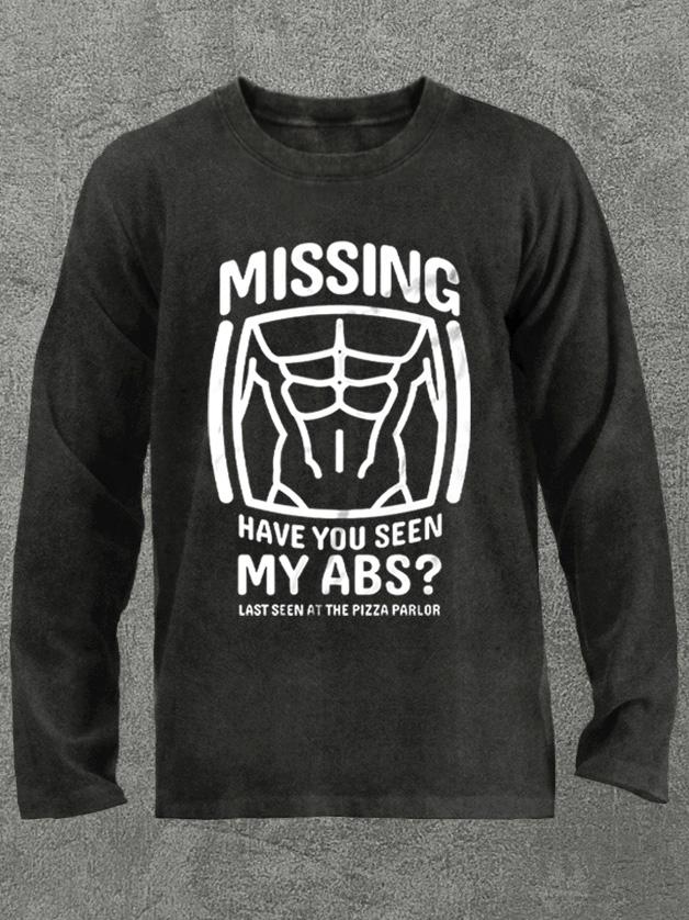 missing abs at the pizza parlor Washed Gym Long Sleeve Shirt