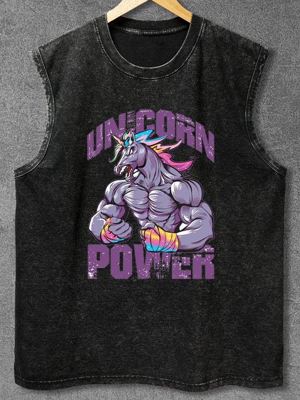 unicorn power Washed Gym Tank