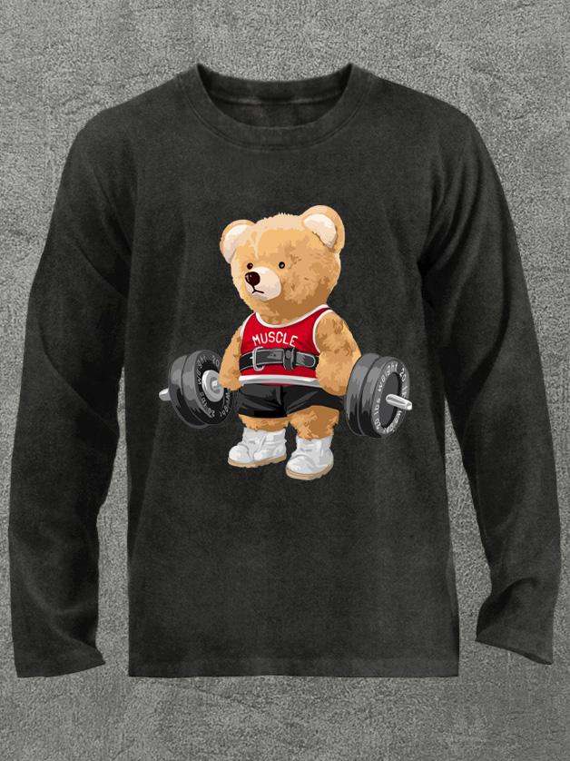 exercise bear Washed Gym Long Sleeve Shirt