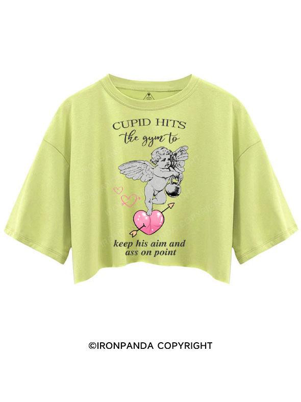 CUPID HITS THE GYM TO KEEP HIS AIM AND ASS ON POINT CROP TOPS