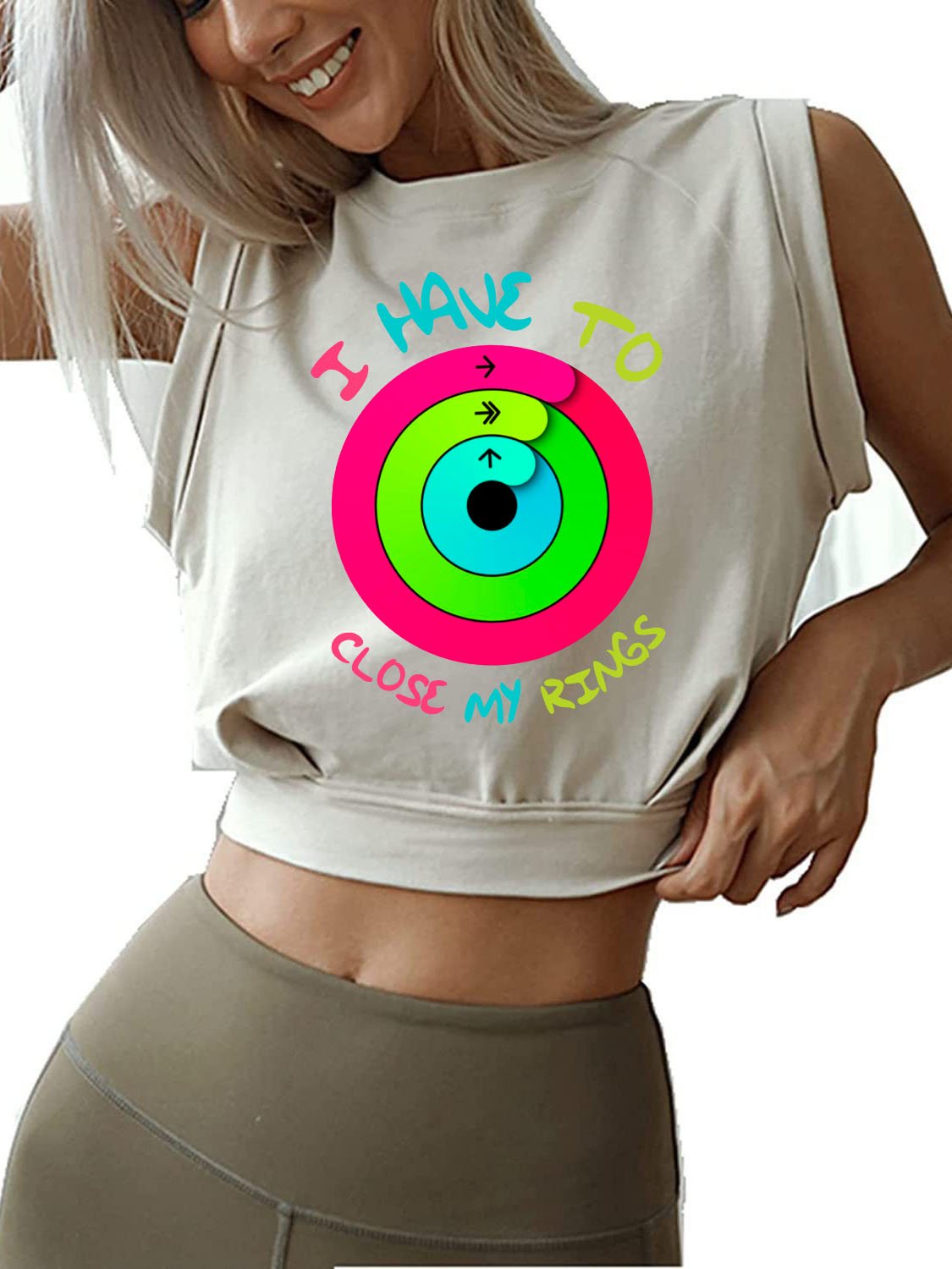 I HAVE TO CLOSE MY RINGS Sleeveless Crop Tops