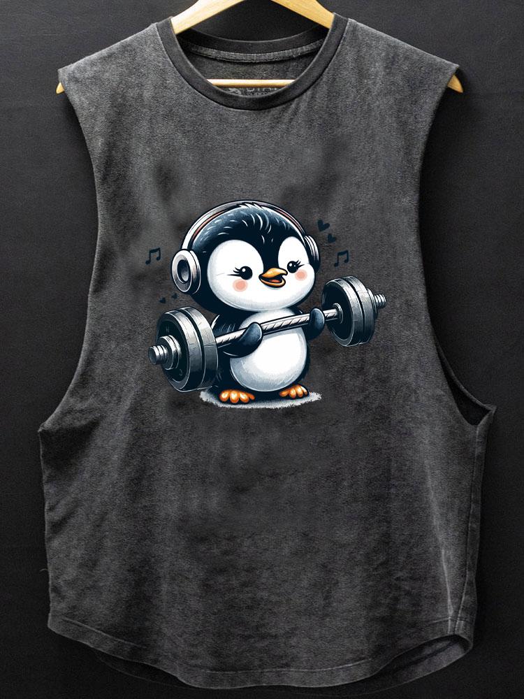 barbell weightlifting penguin SCOOP BOTTOM COTTON TANK