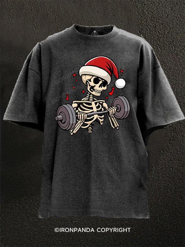 Skeleton Christmas Washed Gym Shirt