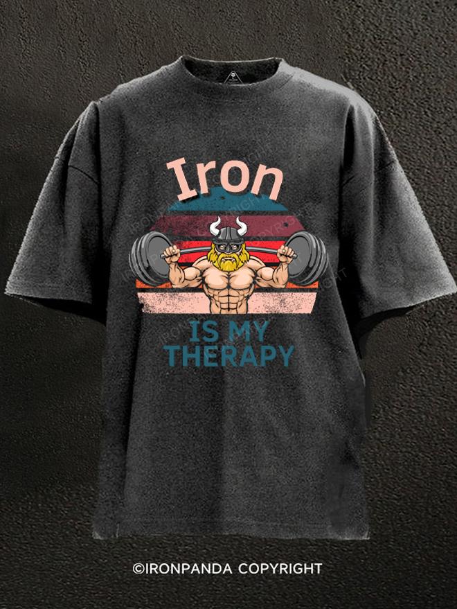 Iron Is My Therapy Washed Gym Shirt