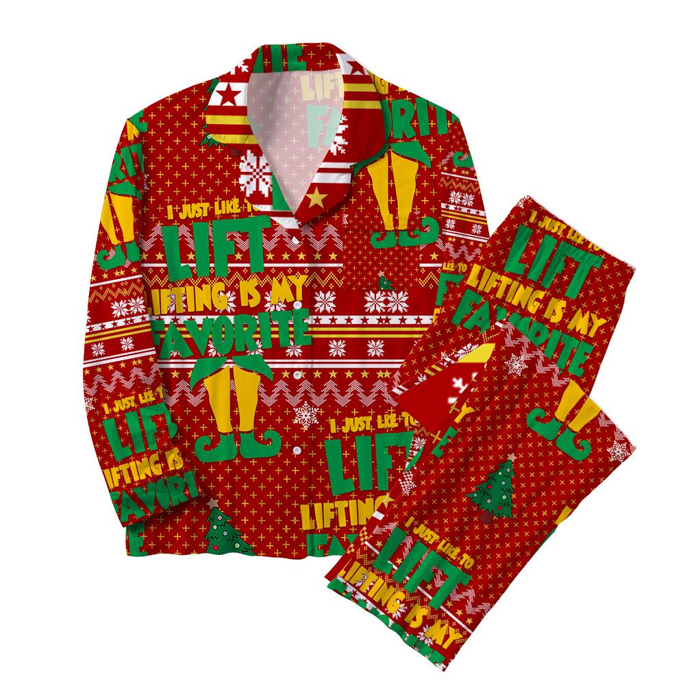 I Just Like to Lift IRONPANDA Christmas Cotton 2-Piece Pajama Sets