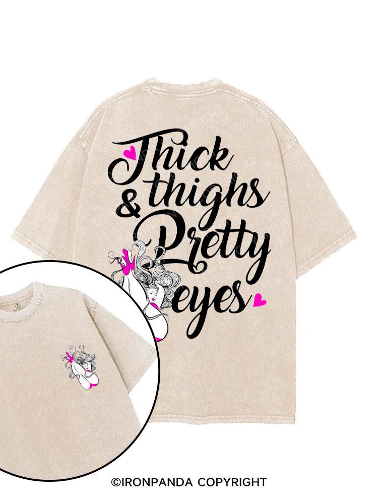 THICK THIGHS & PRETTY EYES printed Gym Shirt