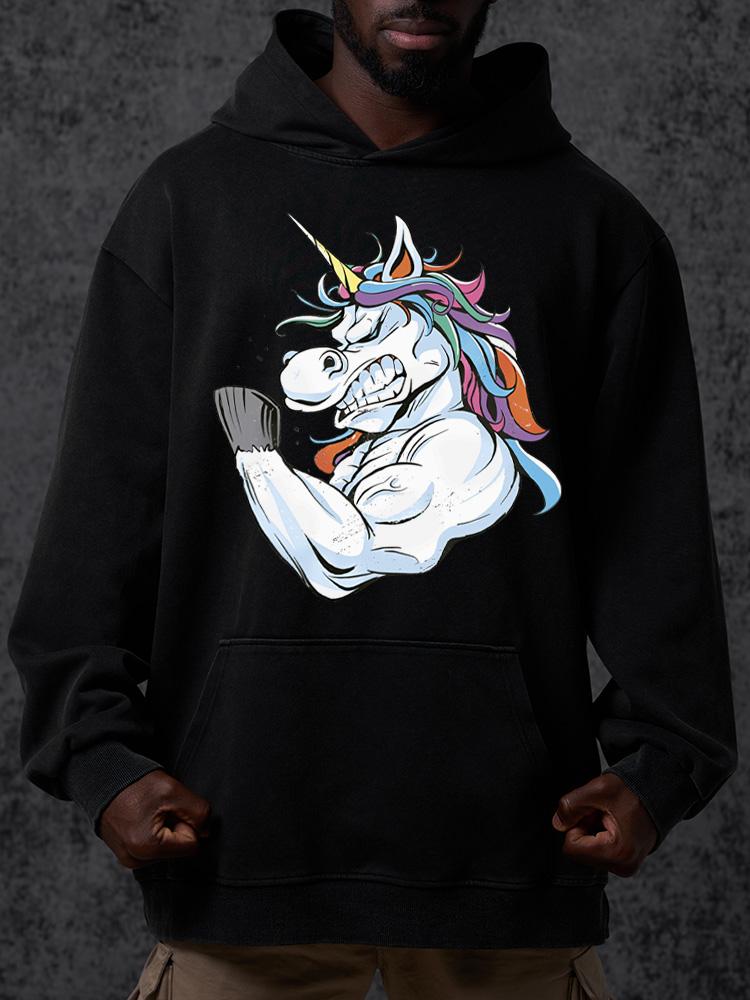 muscular unicorn Washed Gym Hoodie
