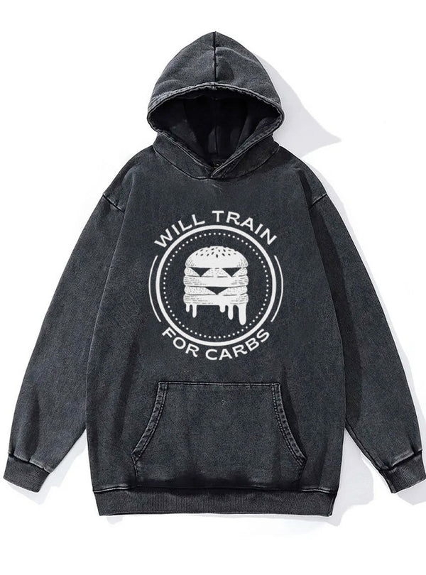 will train for carbs Washed Gym Hoodie