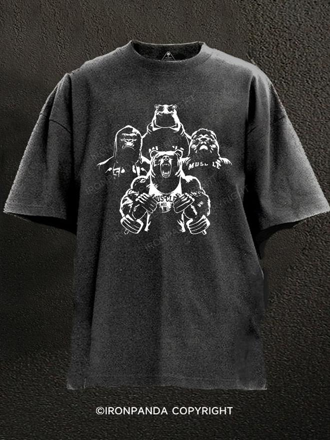muscle animals gym Washed Gym Shirt