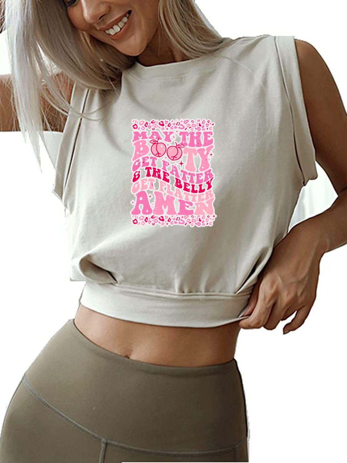 MAY THE BOOTY GET FATTER SLEEVELESS CROP TOPS