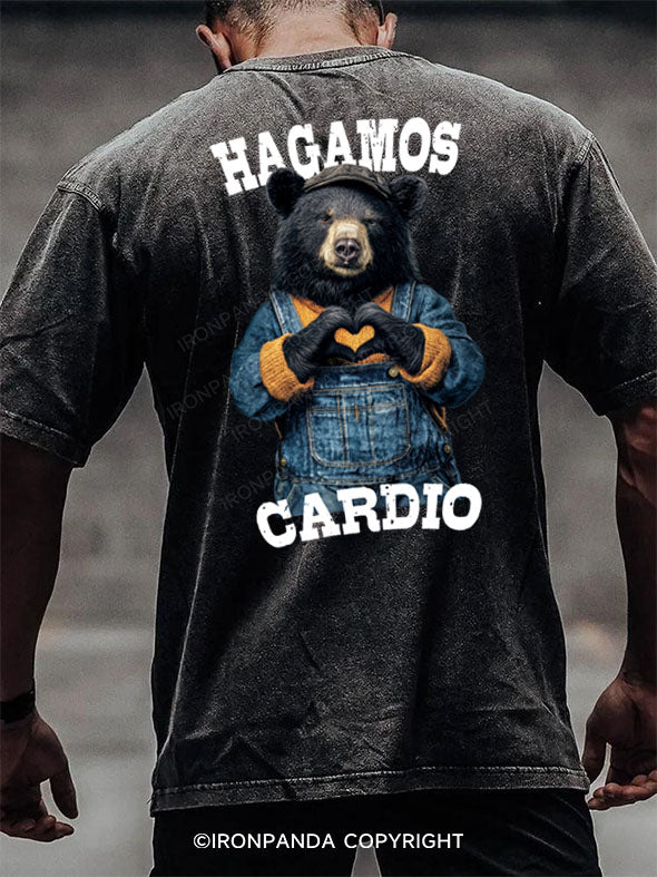 HAGAMOS CARDIO back printed Washed Gym Shirt