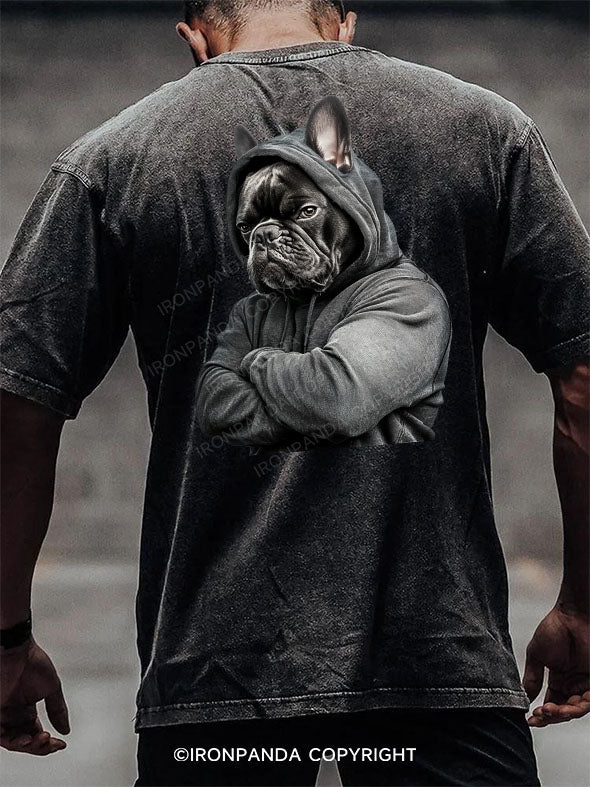Muscular French bulldog Washed Gym Shirt