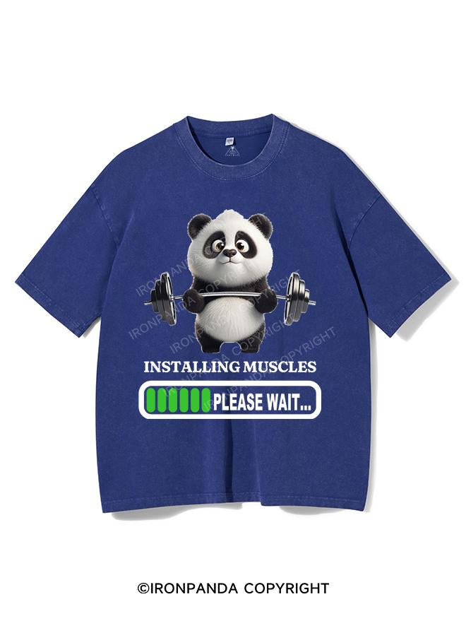 PANDA INSTALLING MUSCLES PLEASE WAIT VINTAGE GYM SHIRT
