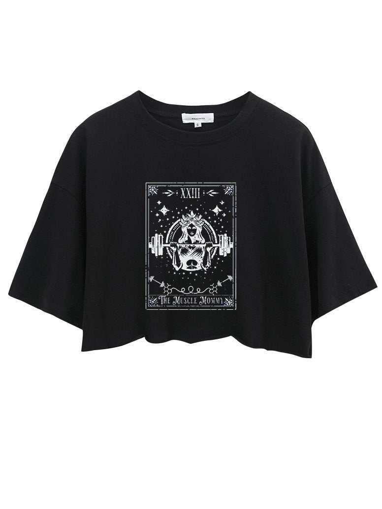 THE MUSCLE Mom  TAROT CROP TOPS