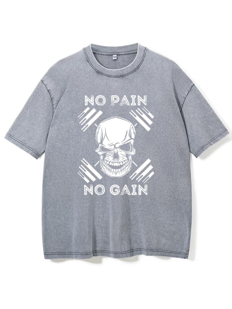 No Pain No Gain Powerlifting Workout Washed Gym Shirt