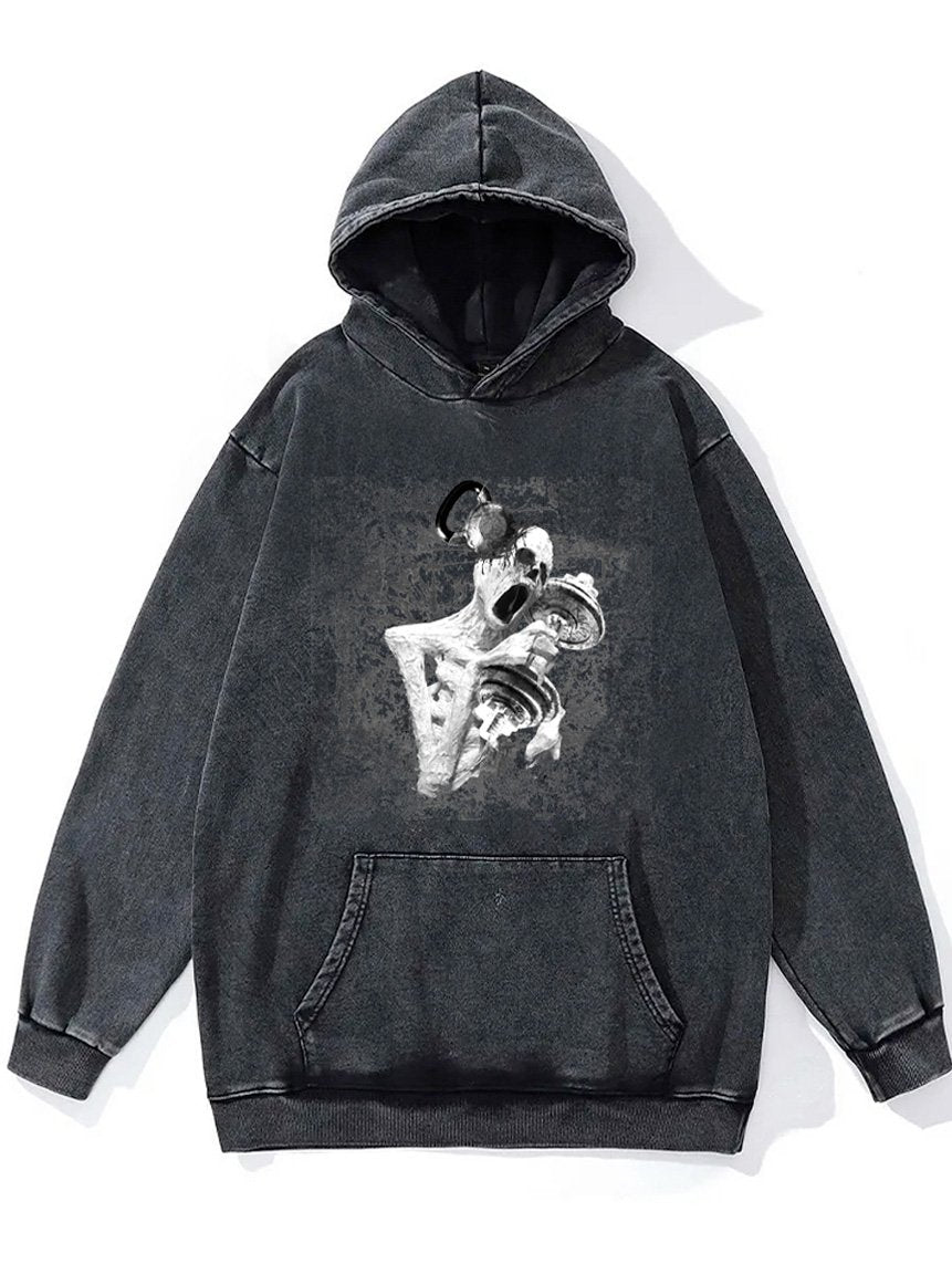 skeleton dumdbell lifting Washed Gym Hoodie
