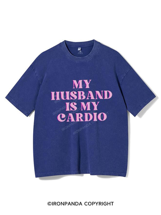 PINK MY HUSBAND IS MY CARDIO  VINTAGE GYM SHIRT