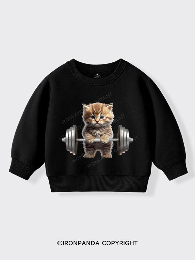 Weightlifting Cat Kids Sports Sweatshirt