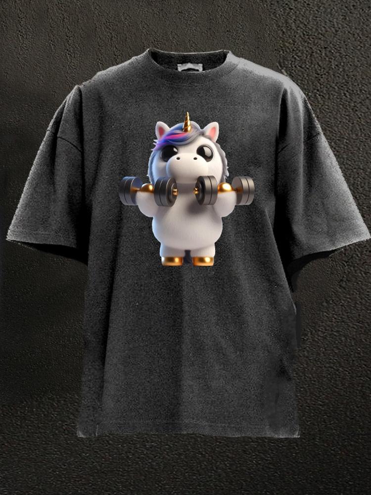 Unicorn Weightlifting Washed Gym Shirt