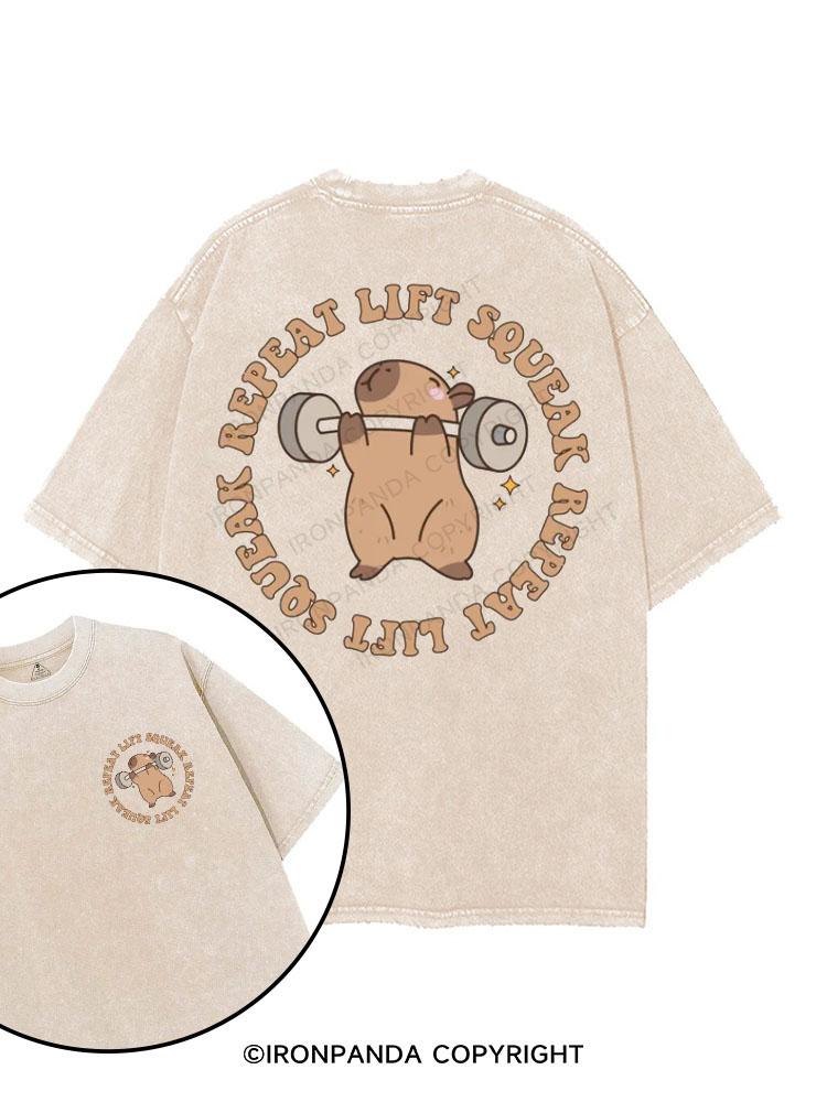Lift, squeak, repeat printed Gym Shirt