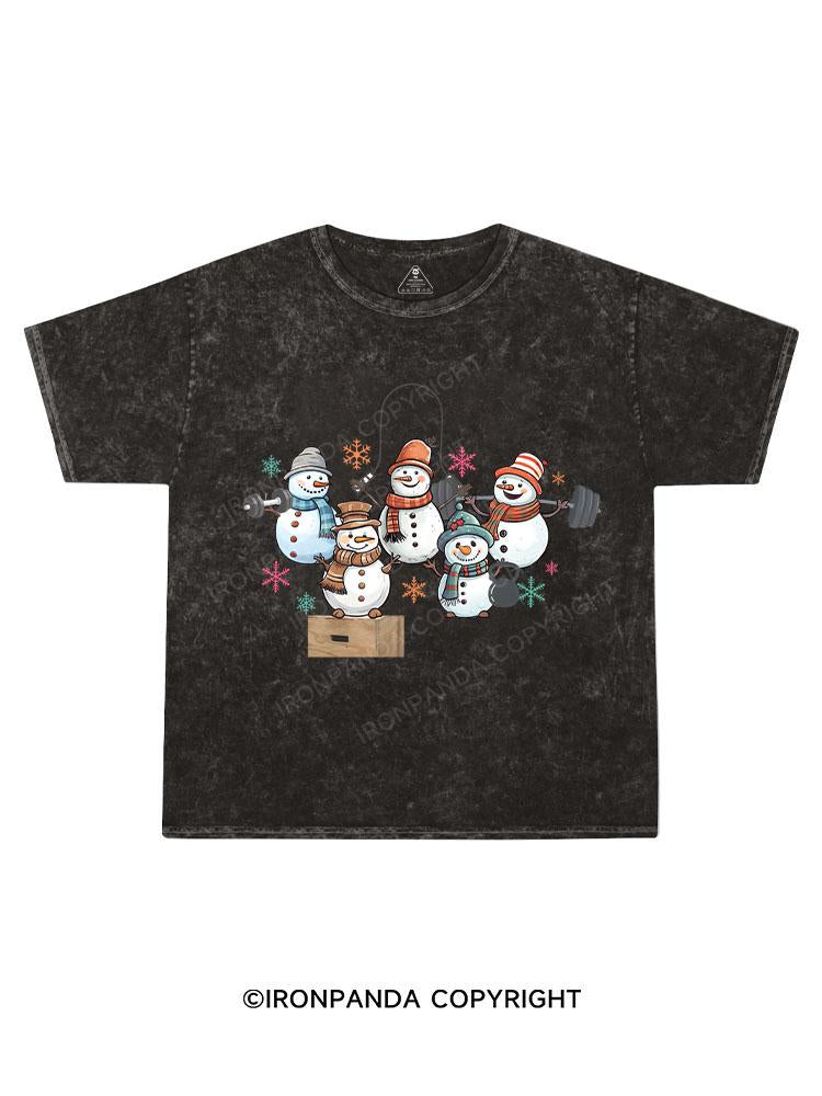 Sweating with my Snowmies Kids Washed T-Shirt