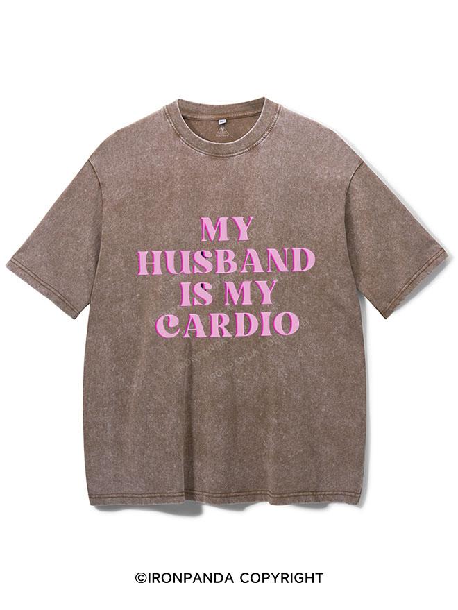 PINK MY HUSBAND IS MY CARDIO  VINTAGE GYM SHIRT