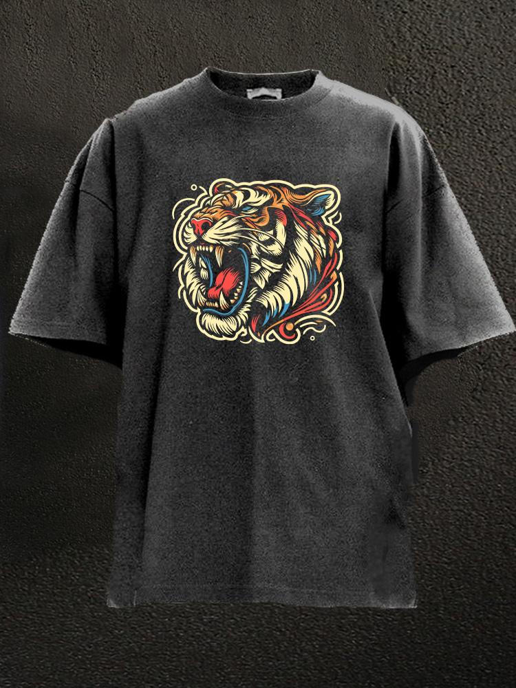 Tiger Head Washed Gym Shirt