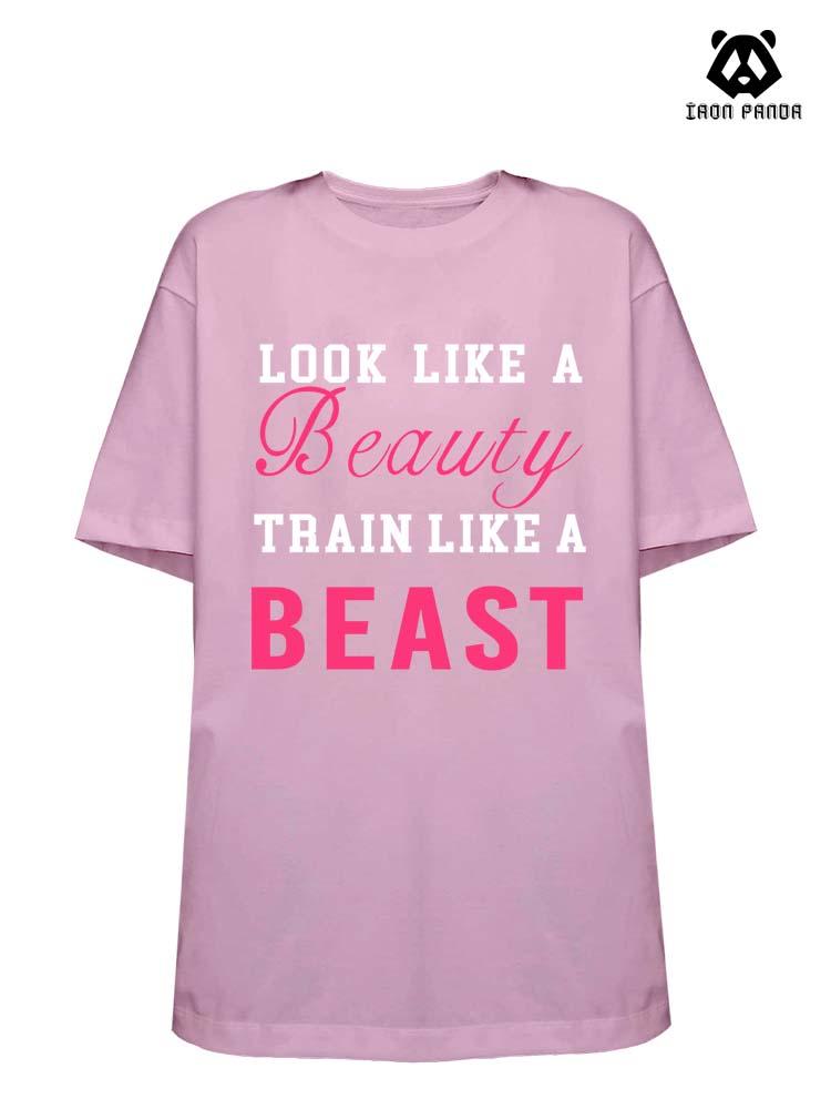 LOOK LIKE BEAUTY TRAIN LIKE A BEAST Loose fit cotton  Gym T-shirt