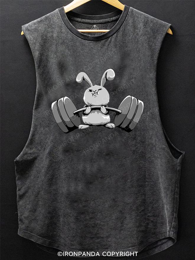 Funny Rabbit Weight Lifting SCOOP BOTTOM COTTON TANK