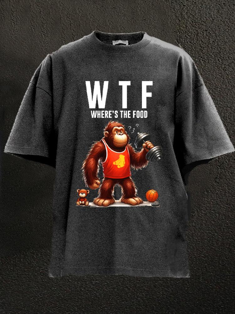 where's the food funny monkey Washed Gym Shirt