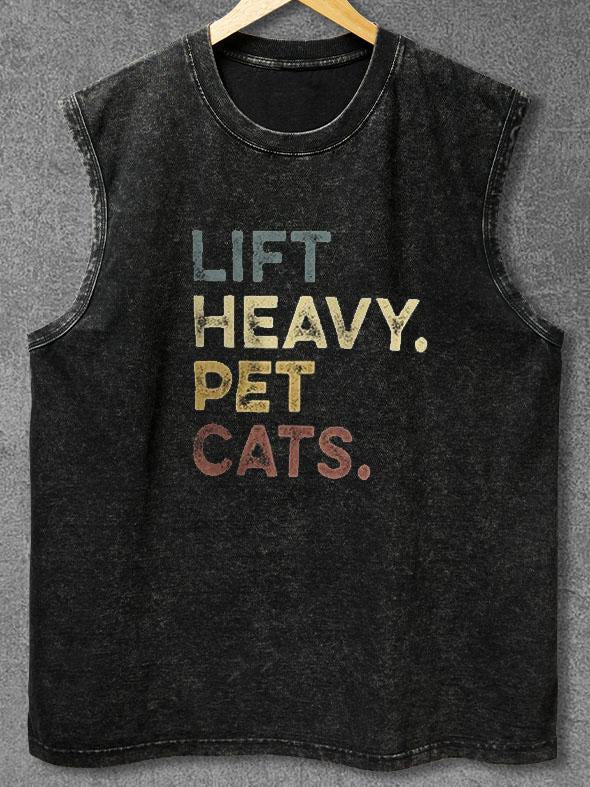 LIFT HEAVY PET CATS Washed Gym Tank
