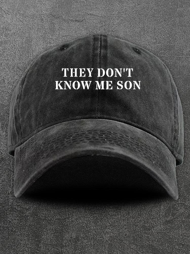 They Don't Know Me Son Washed Gym Cap