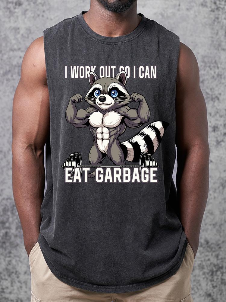 I workout so I can eat garbage SCOOP BOTTOM COTTON TANK