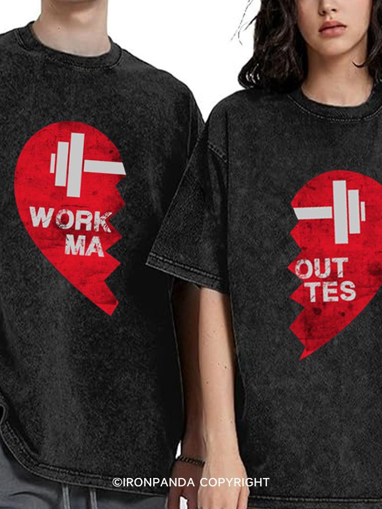 Workout Mates Washed Matching Couple Gym Shirt