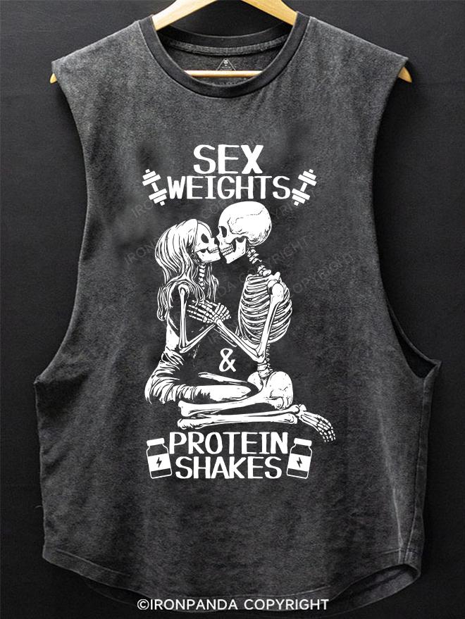 SEX WEIGHTS & PROTEIN SHAKES SCOOP BOTTOM COTTON TANK